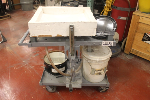 Gray Metal 2 Tier Cart w/ Contents on Commercial Casters.