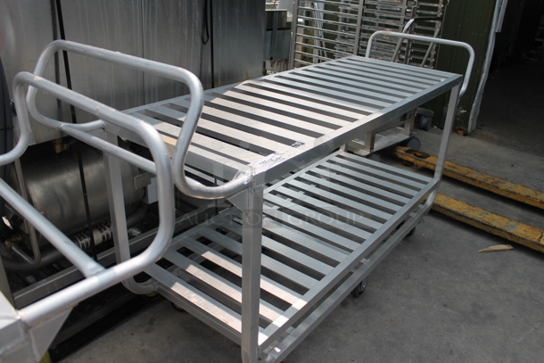 Newage Metal Commercial 2 Tier Cart w/ 2 Push Handle on Commercial Casters. - Image 2 of 3