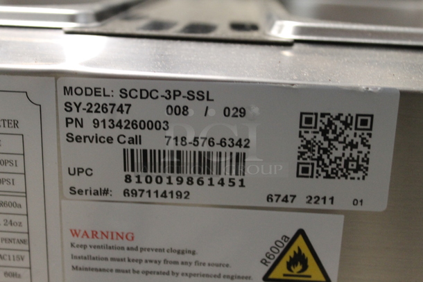 BRAND NEW SCRATCH AND DENT! KoolMore SCDC-3P-SSL Stainless Steel Commercial Countertop Refrigerated Rail w/ 3 Drop In Bins. 115 Volts, 1 Phase. Tested and Powers On But Does Not Get Cold - Image 9 of 11