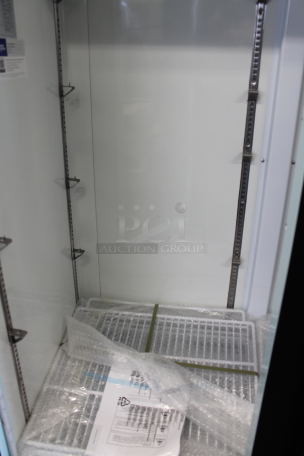 BRAND NEW SCRATCH AND DENT! Avantco 178GDC40HCB Avantco 178GDC40HCB Metal Commercial 2 Door Reach In Cooler Merchandiser w/ LED Lighting on Commercial Casters. 115 Volts, 1 Phase. Tested and Working!
 - Image 5 of 8