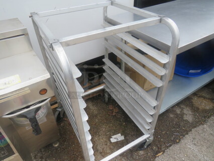 One Aluminum Speed Rack On Casters. 20.5X26X39