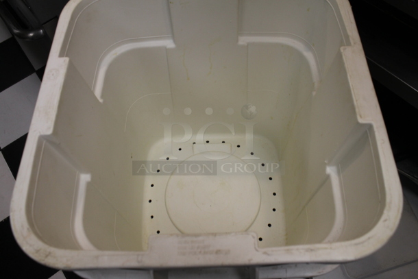 2 White Poly Trash Cans w/ 2 Lids and 1 Dolly. 2 Times Your Bid! (kitchen) - Image 2 of 4