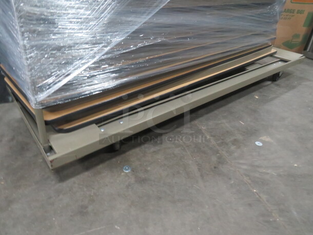One Metal Transport Table Cart. CART ONLY!!!! NO TABLES! 78X26 - Image 2 of 3