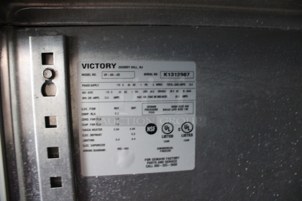 2013 Victory Model VF-SA-2D Stainless Steel Commercial 2 Door Reach In Freezer w/ Poly Coated Racks on Commercial Casters. 115 Volts, 1 Phase. 52x34x84. Tested and Working! - Image 5 of 6