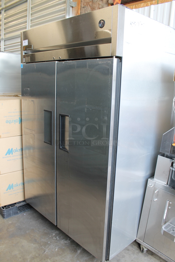 2014 True TG2R-2S ENERGY STAR Stainless Steel Commercial 2 Door Reach In Cooler w/ Poly Coated Racks on Commercial Casters. 115 Volts, 1 Phase. Tested and Working! - Image 1 of 4