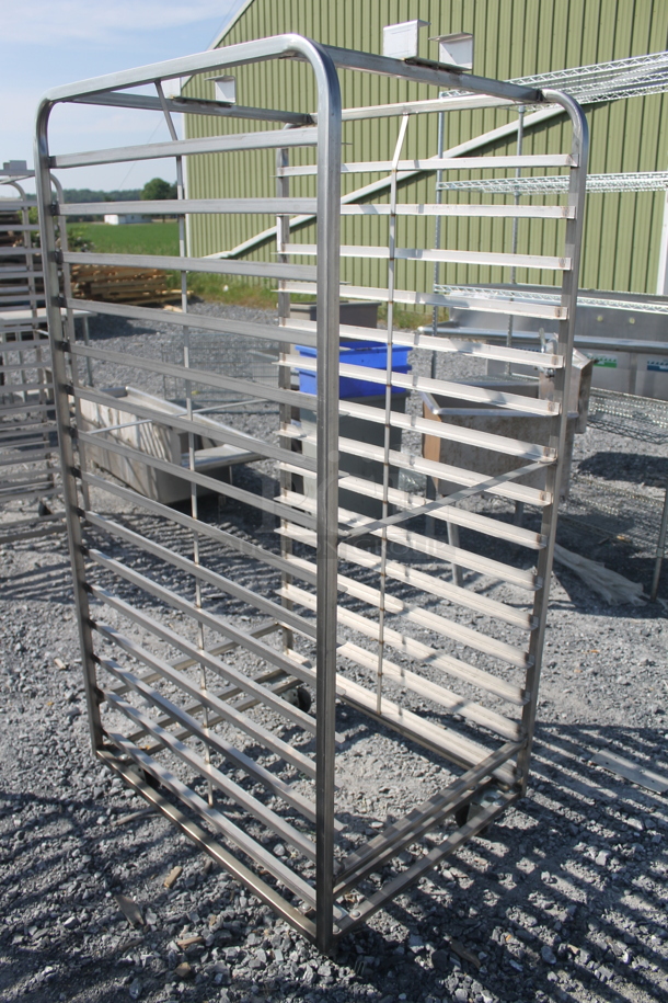 BRAND NEW! Metal Commercial Pan Transport Rack w/ Top Guide Rail for Rack Oven on Commercial Casters.  - Image 2 of 5