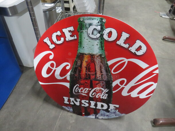 One 29 Inch Round Coca Cola Sign. - Image 1 of 1