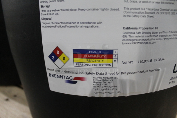 ALL ONE MONEY! PALLET LOT of 4 Ammonium Hydroxide Barrels. BUYER MUST REMOVE. - Image 5 of 6