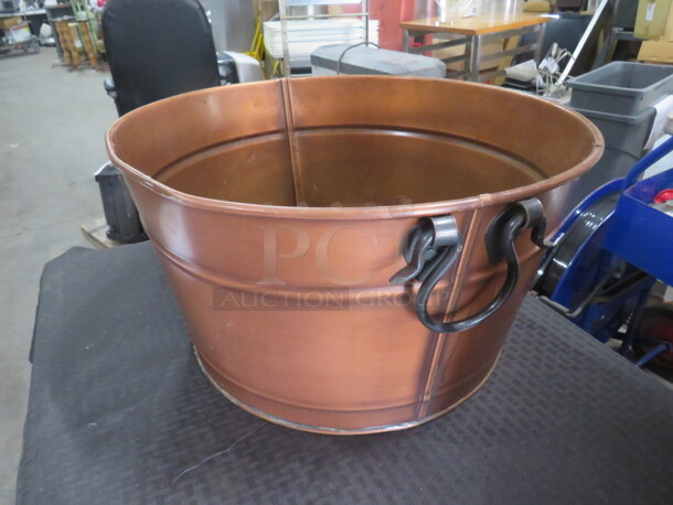 One 15 Inch Round Copper Bucket With Handles. - Image 3 of 3