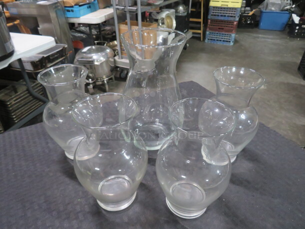 One Lot Of 5 Glass Vases. - Image 1 of 1