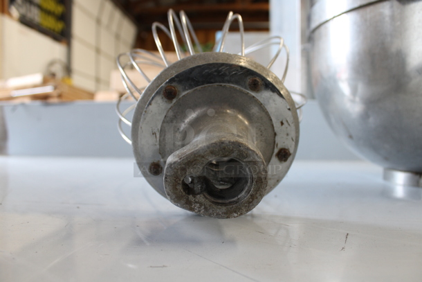ALL ONE MONEY! Lot of Metal Mixing Bowl w/ Whisk and Paddle Attachment. Appears To Be 30 Quart. - Image 7 of 10