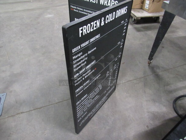 One Heavy Duty Black Metal Dual Hinged Menu Board. 49X36 - Image 3 of 3