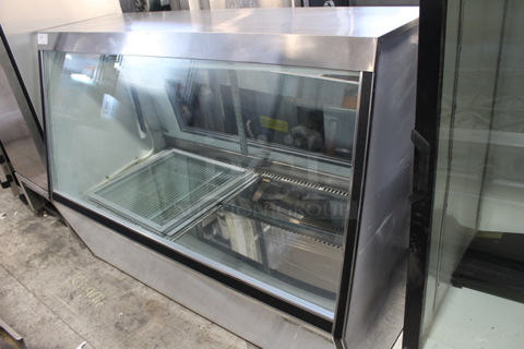 Metal Commercial Floor Style Deli Display Case Merchandiser. Tested and Powers On But Does Not Get Cold