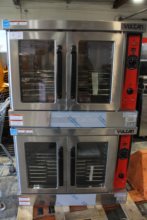 2 BRAND NEW SCRATCH AND DENT! Vulcan VC4GD-11D150K ENERGY STAR Stainless Steel Commercial Propane Gas Powered Full Size Convection Oven w/ View Through Doors, Metal Oven Racks and Thermostatic Controls. Does Not Have Legs. 2 Times Your Bid! - Image 2 of 11