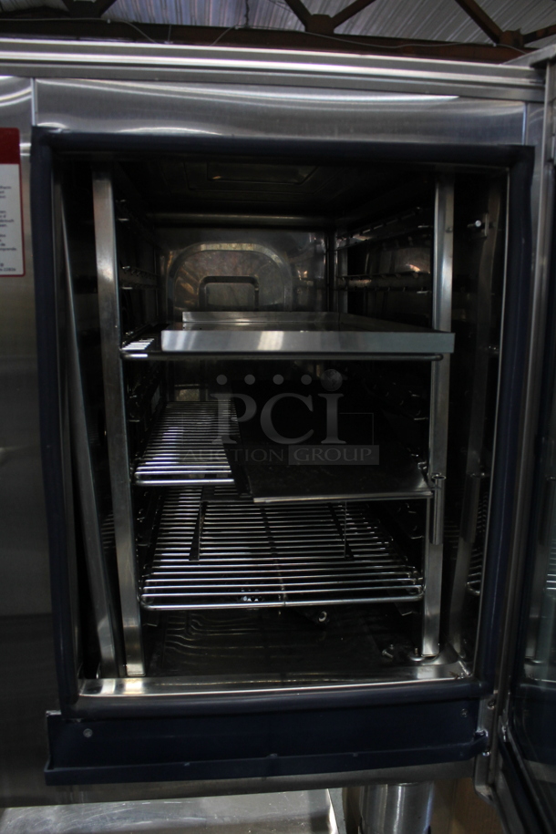 2019 Alto Shaam CTP6-10EVH Stainless Steel Commercial Electric Powered Convection Oven w/ View Through Door on Metal Equipment Stand w/ Commercial Casters. 208-240 Volts, 3 Phase.  - Image 5 of 6
