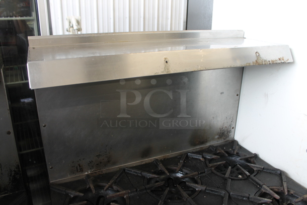 Stainless Steel Commercial Natural Gas Powered 6 Burner Range w/ Oven, Over Shelf and Back Splash. - Image 2 of 5