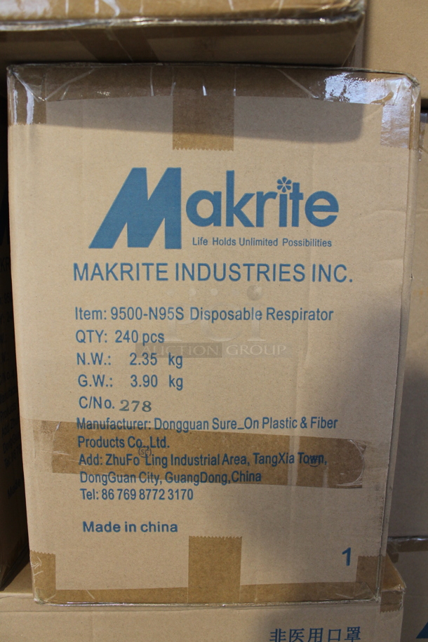 PALLET LOT of 35 BRAND NEW! Boxes of 240 Makrite 9500-N95S Disposable Respirator. 35 Times Your Bid!
 - Image 3 of 4