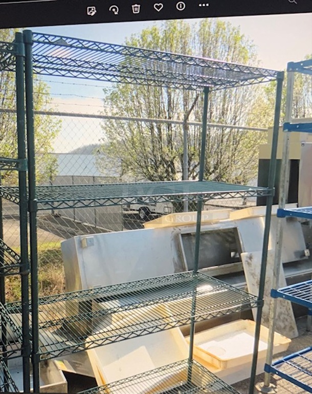 One Green Coated Metro Shelf With 4 Shelves. 48X21X75 - Image 1 of 1