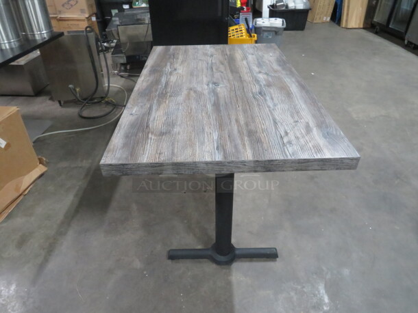One Gray Wood Look Laminate Table Top On A Dual Pedestal Base. 48X30X30 - Image 3 of 3