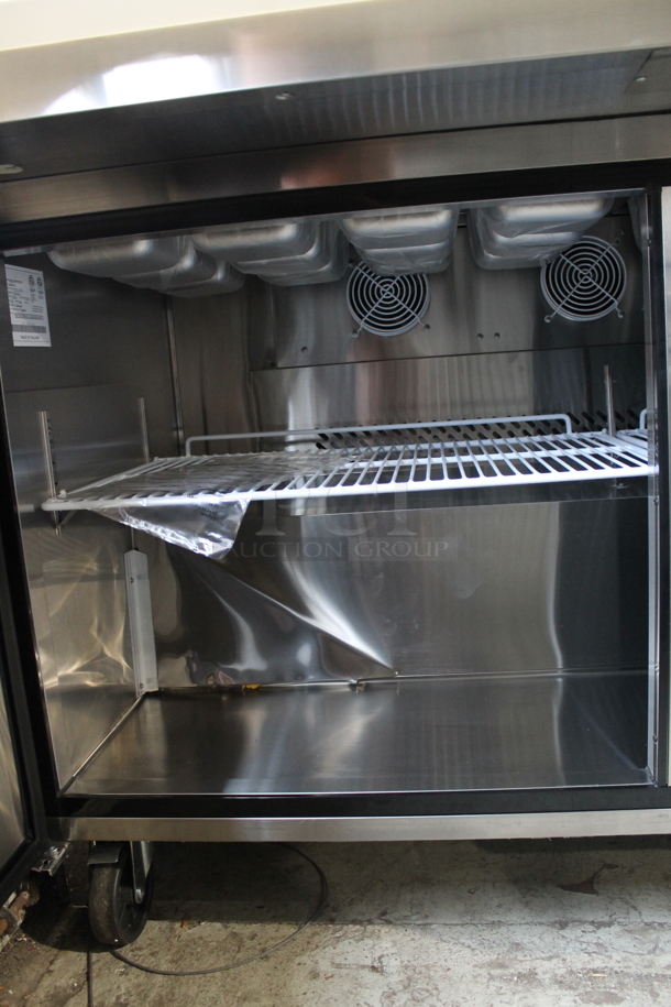 BRAND NEW! 2022 Atosa MSF8307GR Stainless Steel Commercial Sandwich Salad Prep Table Bain Marie Mega Top w/ Stainless Steel 1/6 Size Drop In Bins on Commercial Casters. 115 Volts, 1 Phase. Tested and Working! - Image 7 of 11