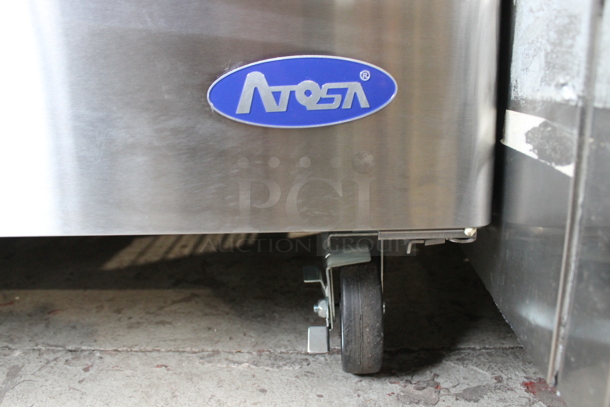 BRAND NEW! 2022 Atosa MSF8307GR Stainless Steel Commercial Sandwich Salad Prep Table Bain Marie Mega Top w/ Stainless Steel 1/6 Size Drop In Bins on Commercial Casters. 115 Volts, 1 Phase. Tested and Working! - Image 11 of 11