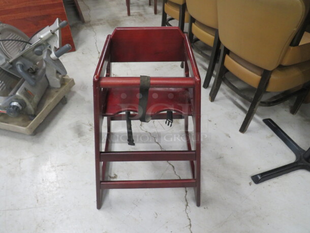 One Wooden High Chair With Safety Straps. - Image 1 of 1