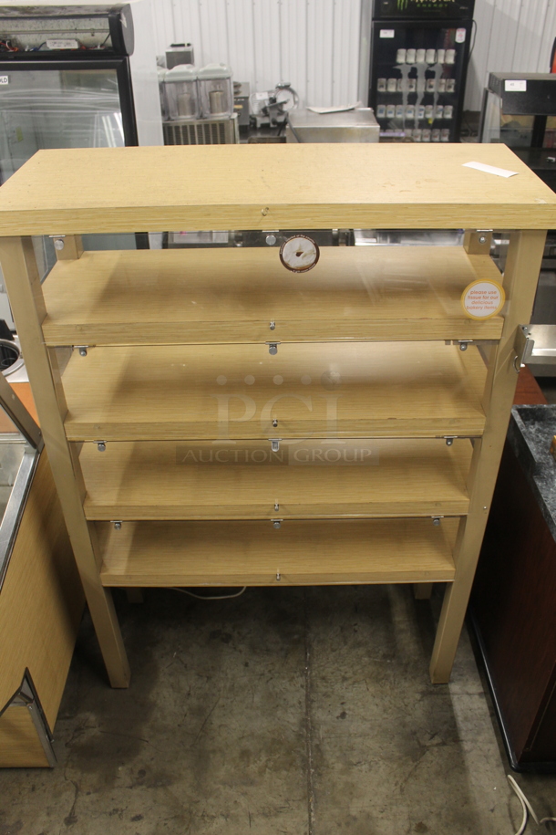 Wood Pattern 5 Tier Shelving Unit w/ Poly Doors. - Image 1 of 6