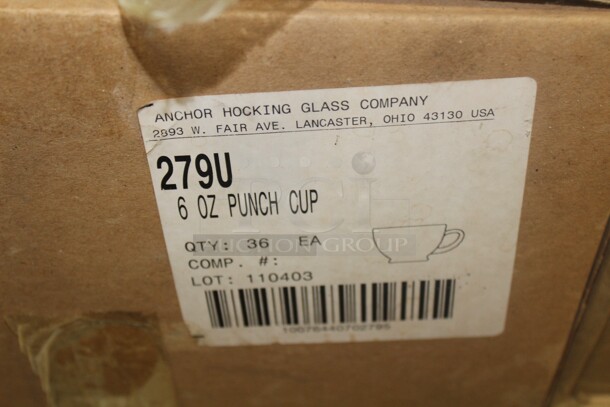 NEW IN BOX! 3 Boxes (36 Count Each) Anchor Hocking 6oz Punch Cup Glasses. 108X Your Bid!   - Image 2 of 2