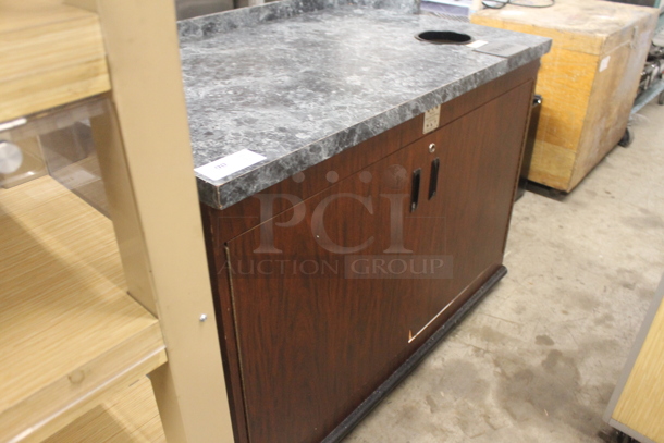 Wood Pattern Trash Can Shell w/ Trash Deposit Hole and 2 Doors. - Image 3 of 5