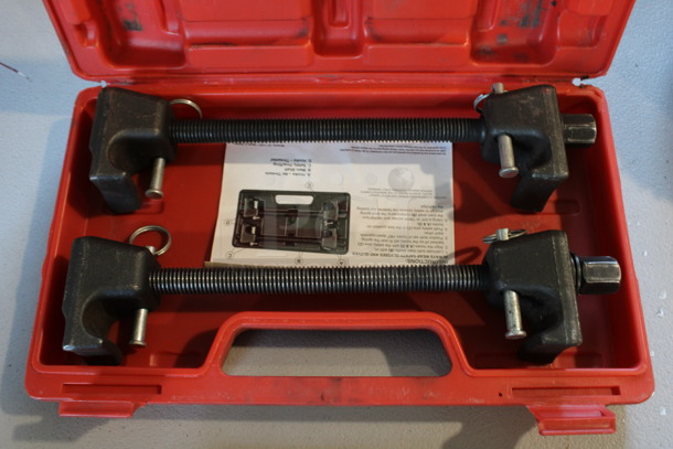 2 Metal Shafts For MacPherson Strut Spring Compressor in Red Hard Case. 13x8x2.5