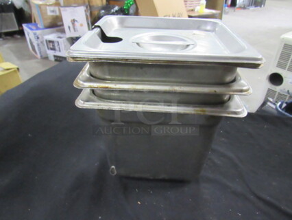 1/6 Size 6 Inch Deep Hotel Pan With Lid. 3XBID