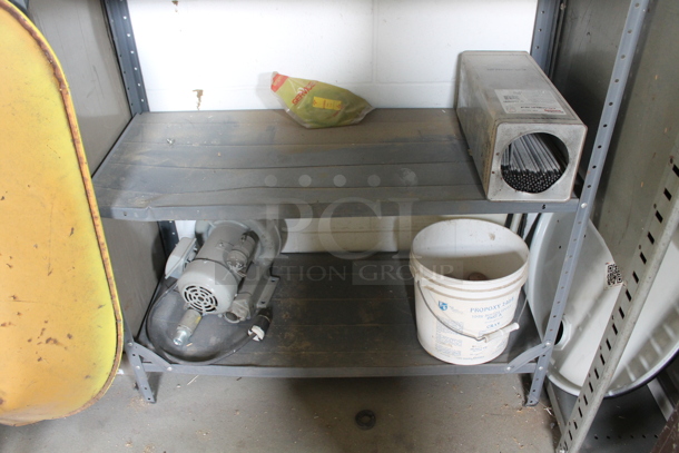 Gray Metal 5 Tier Shelving Unit w/ Contents Including Motor. BUYER MUST REMOVE. - Image 5 of 5
