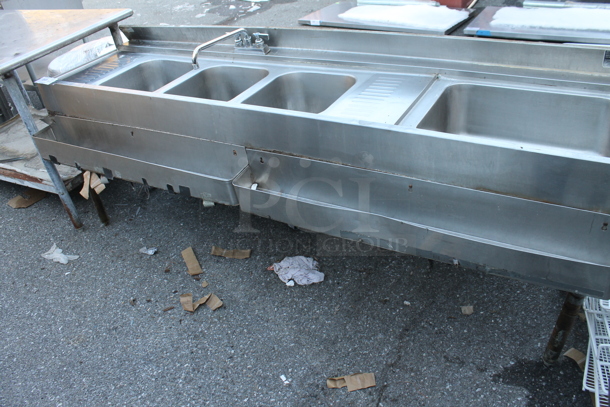 Stainless Steel 3 Bay Bar Sink w/ Dual Drain Boards, Right Side Ice Bin, 2 Speedwells, Faucet and Handles. Bays 12x14x9.5 - Image 5 of 7