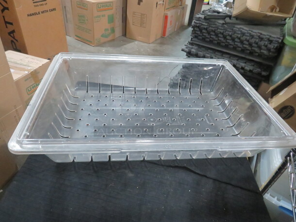 One 18X26 Perforated 6 Gallon Food Storage Drain Container.