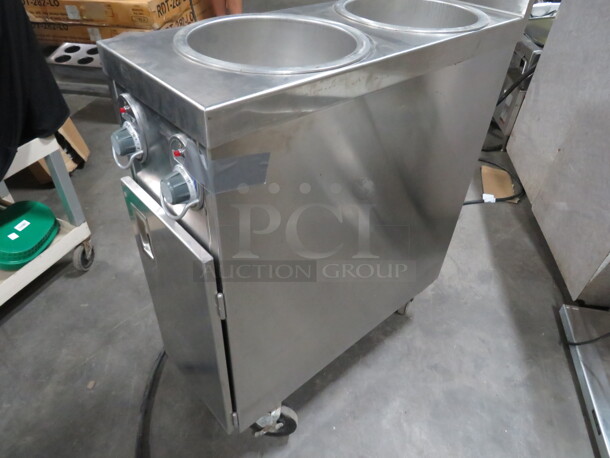One Wells Stainless Steel Heated 2 Well Warmer With 1 Door Under Storage, On Casters. #SS10T. 120 Volt. 12X32X40 - Image 3 of 4