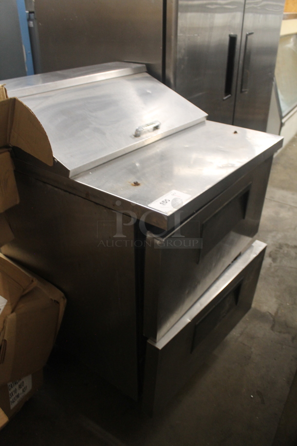 True TSSU-27-08D-2 Stainless Steel Commercial Sandwich Salad Prep Table Bain Marie Mega Top w/ 2 Drawers on Commercial Casters. 115 Volts, 1 Phase. Tested and Working! - Image 2 of 7