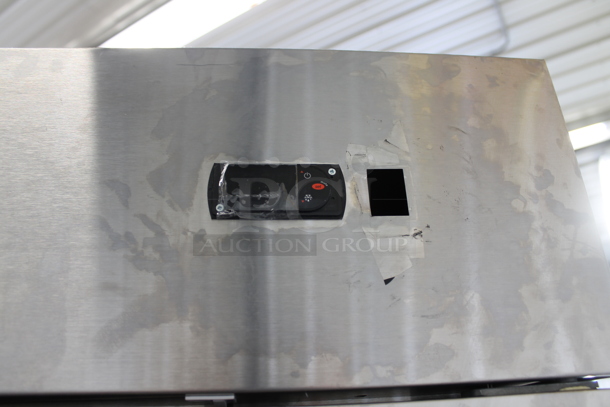 BRAND NEW SCRATCH AND DENT! 2022 Avantco 178A49RHC Stainless Steel Commercial 2 Door Reach In Cooler w/ Poly Coated Racks on Commercial Casters. 115 Volts, 1 Phase. Tested and Does Not Power On - Image 2 of 6