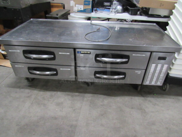 One SS Masterbilt 4 Drawer Refrigerated Chef Base On Casters. Model# CB72. 115 Volt. 72X31X25.5. $6474.83