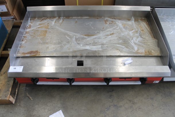 Avantco 177CAG48MG Stainless Steel Commercial Countertop Natural Gas Powered Flat Top Griddle. 120,000 BTU.  - Image 2 of 7