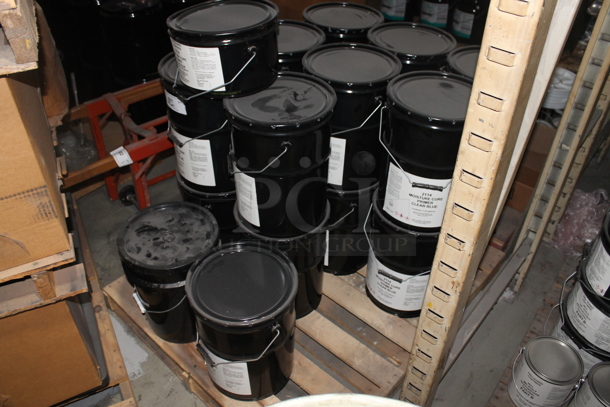 ALL ONE MONEY! PALLET LOT of Various Items Including Poly Buckets of Moisture Cure Primer Clear Blue. BUYER MUST REMOVE. - Image 2 of 4