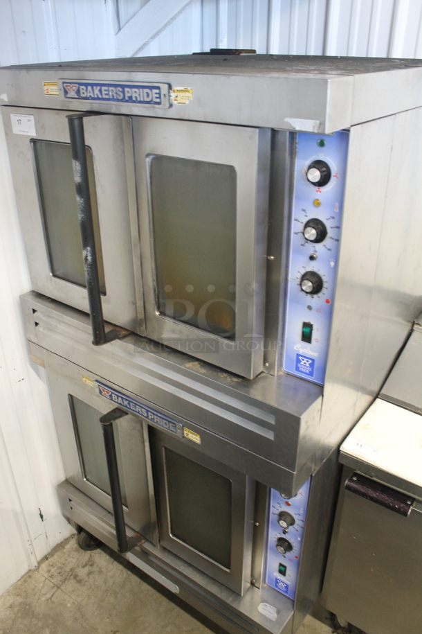 2 Bakers Pride Cyclone Stainless Steel Commercial Natural Gas Powered Full Size Convection Ovens w/ View Through Doors, Metal Oven Racks and Thermostatic Controls on Commercial Casters. 2 Times Your Bid! - Image 2 of 5