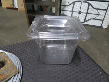 One 1/6 Size 6 Inch Deep Food Storage Container With Lid.