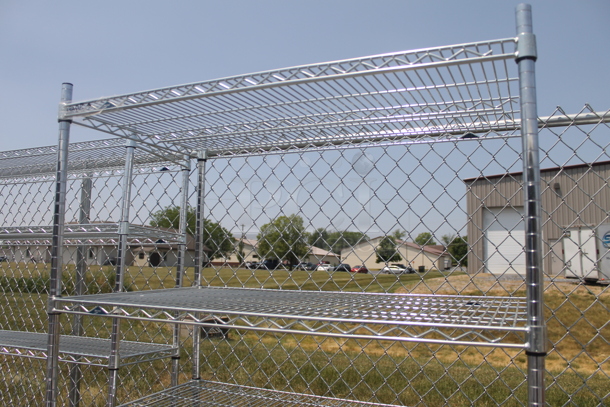 Commercial Stainless Steel Open Utility Shelf With Metro Style Shelving. BUYER MUST DISMANTLE. PCI CANNOT DISMANTLE FOR SHIPPING. PLEASE CONSIDER FREIGHT CHARGES. - Image 2 of 4