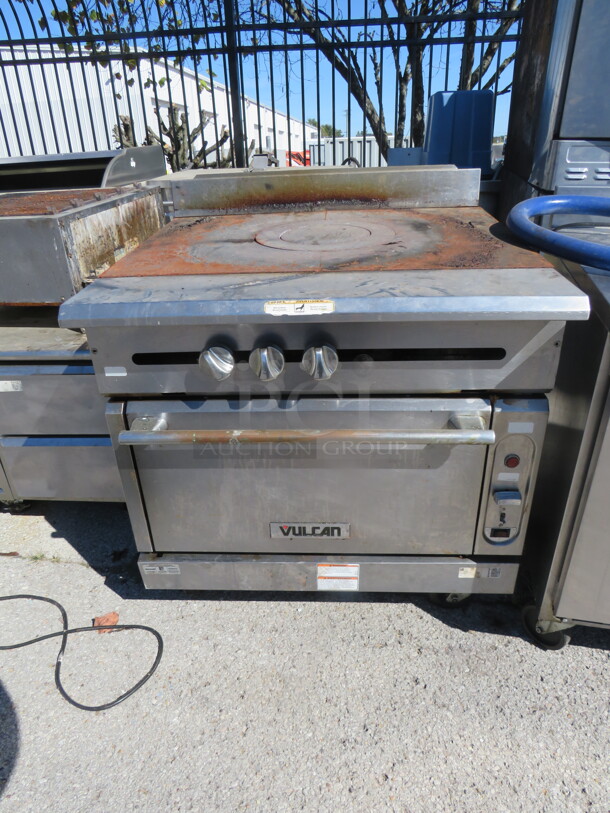 One Vulcan Single French Top Heavy Duty Natural Gas Range With 2 Racks. Model# V1FT36C. 36X38X41. $18,892.00 - Image 1 of 4