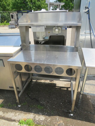 One Stainless Steel Table With Over Shelf. 36X31X56.5