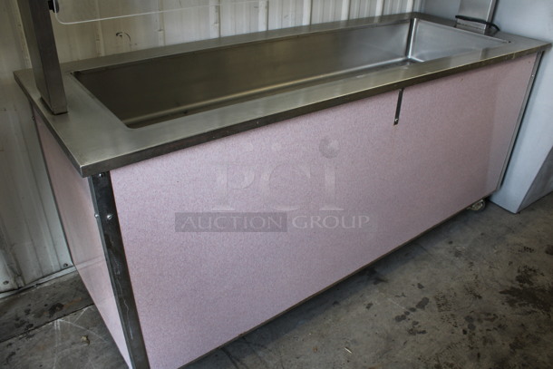 Stainless Steel Commercial Refrigerated Serving Buffet Station w/ Sneeze Guard on Commercial Casters. 115 Volts, 1 Phase. 74x28x56. Tested and Working! - Image 5 of 5