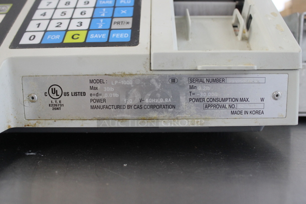 CAS LP-1000 Metal Commercial Countertop 30 Pound Capacity Food Portioning Scale. 120 Volts, 1 Phase. Tested and Working! - Image 6 of 9