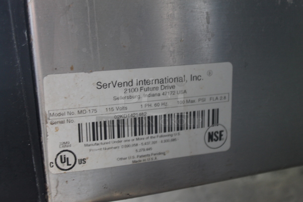 Manitowoc QY0424A  Stainless Steel Commercial Ice Head on SerVend MD-175 Stainless Steel Commercial 8 Flavor Carbonated Beverage Machine. 115 Volts, 1 Phase. - Image 6 of 8