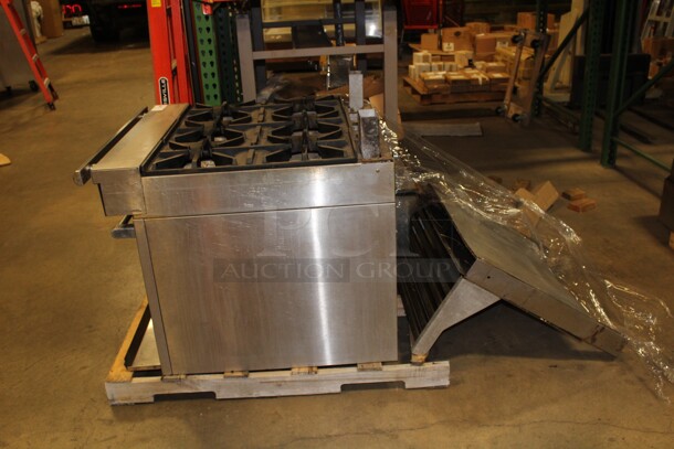 GREAT FIND! Commercial Stainless Steel Natural Gas 6 Burner Stove with Full Size Oven With Backsplash. 36x38x40. Working When Pulled!  - Image 4 of 7