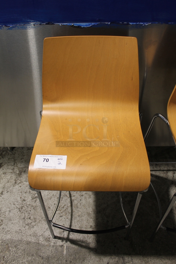 2 Wooden Bar Height Chairs w/ Metal Frame. 2 Times Your Bid! - Image 2 of 5